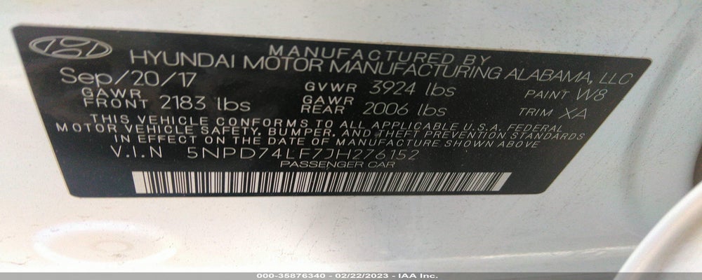 5NPD74LF7JH276152 2018 HYUNDAI ELANTRA photo no. 9