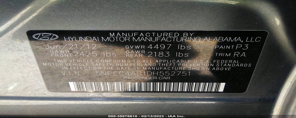 5NPEC4AB1DH552751 2013 HYUNDAI SONATA photo no. 9