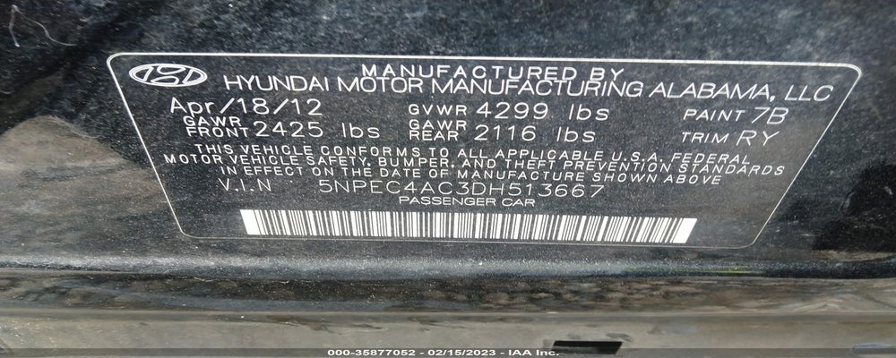5NPEC4AC3DH513667 2013 HYUNDAI SONATA photo no. 9
