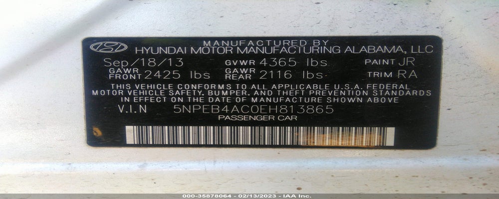 5NPEB4AC0EH813865 2014 HYUNDAI SONATA photo no. 9