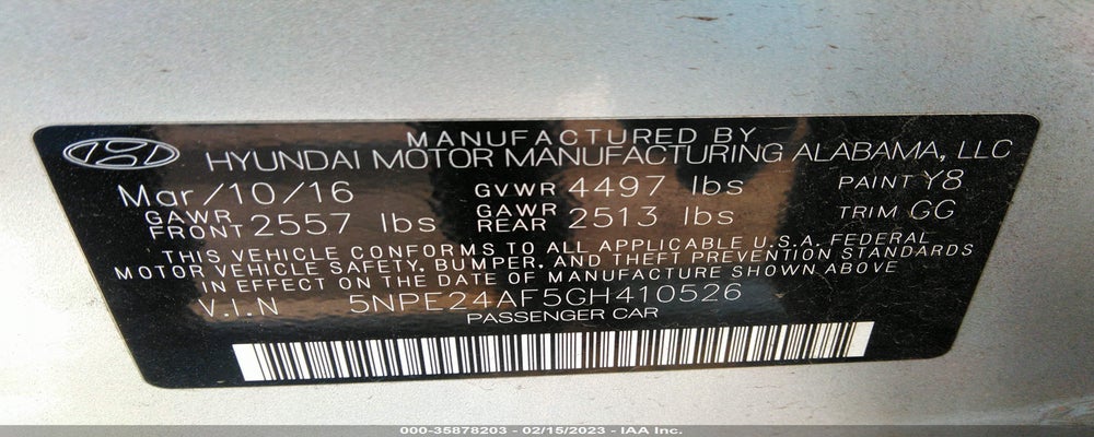 5NPE24AF5GH410526 2016 HYUNDAI SONATA photo no. 9