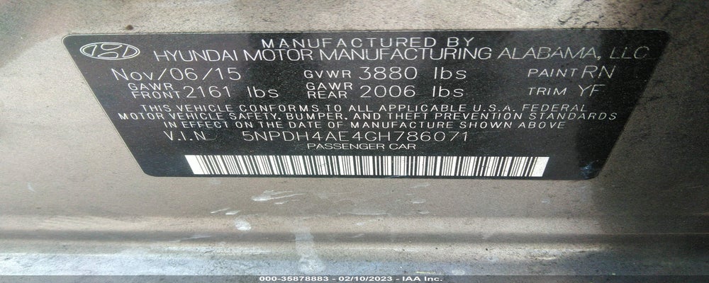 5NPDH4AE4GH786071 2016 HYUNDAI ELANTRA photo no. 9