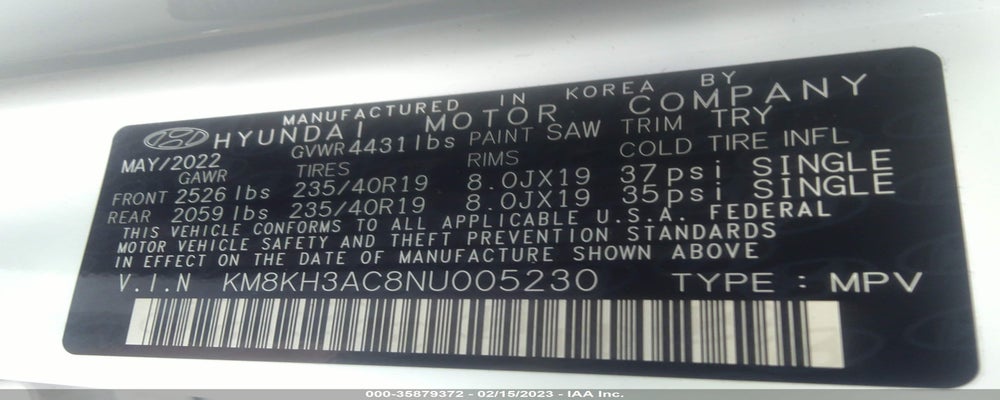 KM8KH3AC8NU005230 2022 HYUNDAI KONA N photo no. 9