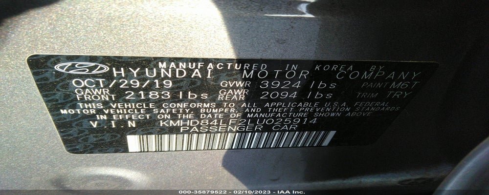 KMHD84LF2LU025914 2020 HYUNDAI ELANTRA photo no. 9