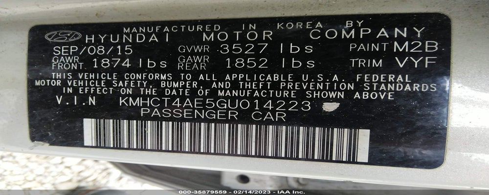 KMHCT4AE5GU014223 2016 HYUNDAI ACCENT photo no. 9