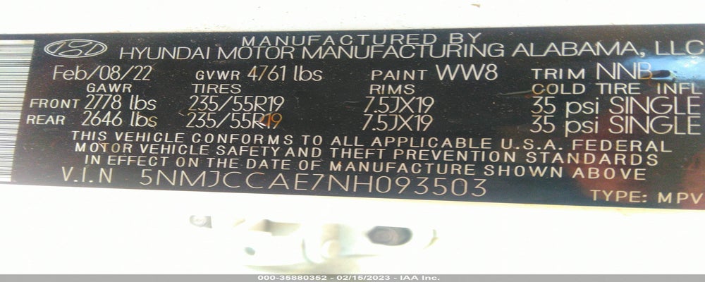 5NMJCCAE7NH093503 2022 HYUNDAI TUCSON photo no. 9