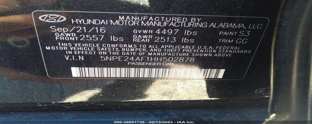 5NPE24AF1HH502878 2017 HYUNDAI SONATA photo no. 9