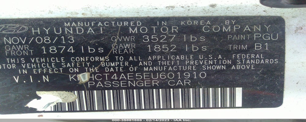 KMHCT4AE5EU601910 2014 HYUNDAI ACCENT photo no. 9