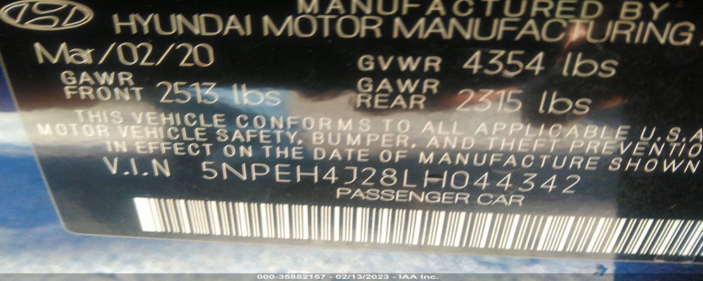 5NPEH4J28LH044342 2020 HYUNDAI SONATA photo no. 9