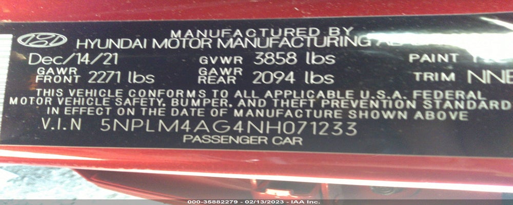 5NPLM4AG4NH071233 2022 HYUNDAI ELANTRA photo no. 9
