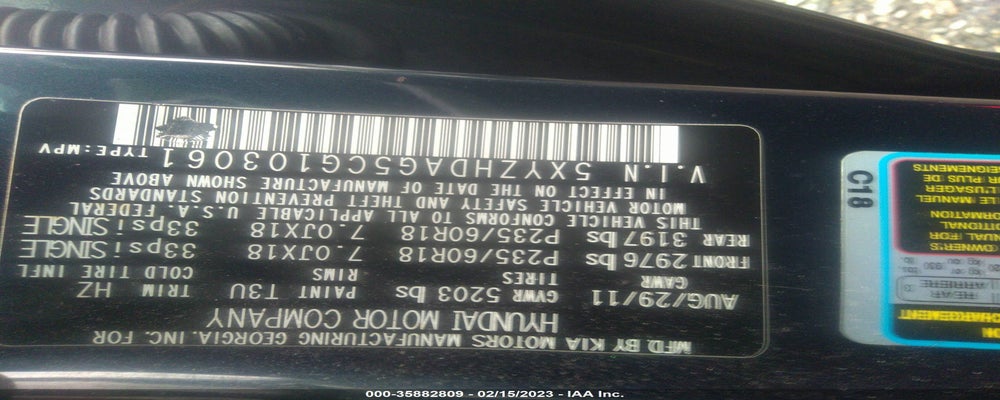 5XYZHDAG5CG103061 2012 HYUNDAI SANTA FE photo no. 9