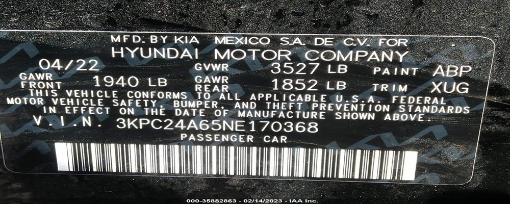 3KPC24A65NE170368 2022 HYUNDAI ACCENT photo no. 9