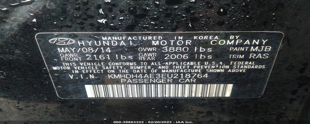 KMHDH4AE3EU218764 2014 HYUNDAI ELANTRA photo no. 9