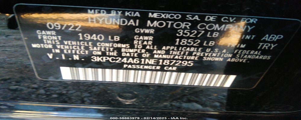3KPC24A61NE187295 2022 HYUNDAI ACCENT photo no. 9