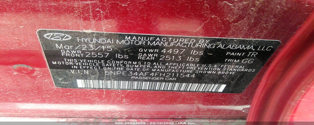 5NPE34AF4FH211544 2015 HYUNDAI SONATA photo no. 9