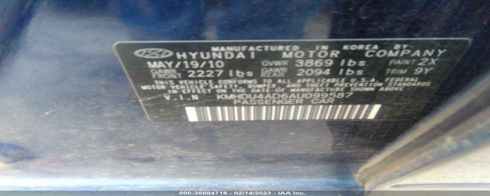 KMHDU4AD6AU099587 2010 HYUNDAI ELANTRA photo no. 9