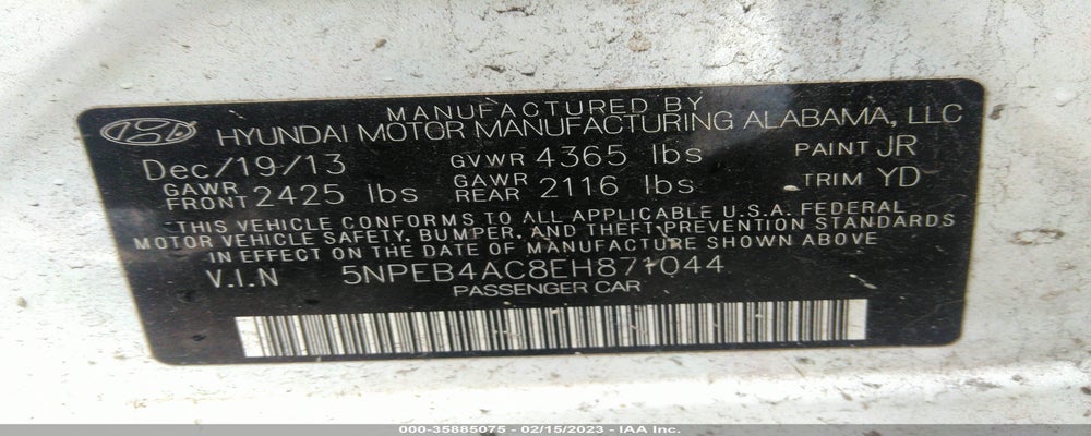 5NPEB4AC8EH871044 2014 HYUNDAI SONATA photo no. 9