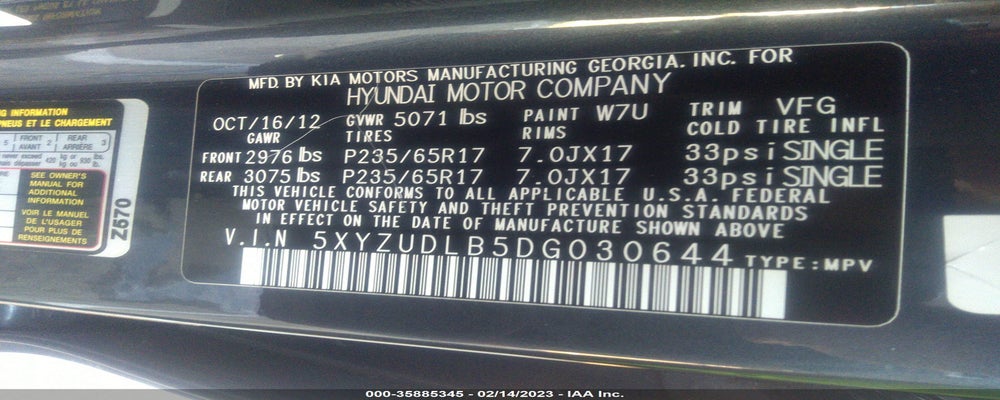5XYZUDLB5DG030644 2013 HYUNDAI SANTA FE photo no. 9