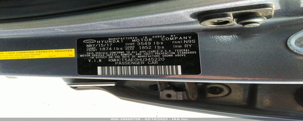 KMHCT5AE0HU345220 2017 HYUNDAI ACCENT photo no. 9