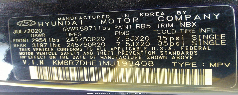 KM8R7DHE1MU193408 2021 HYUNDAI PALISADE photo no. 9