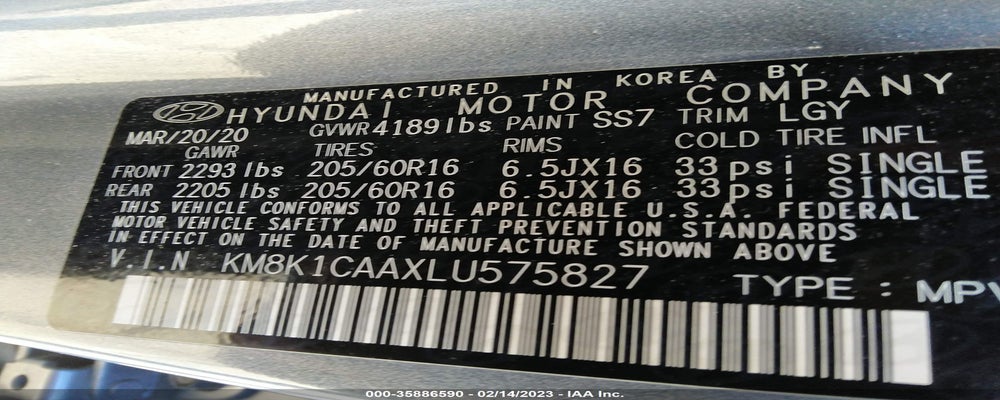 KM8K1CAAXLU575827 2020 HYUNDAI KONA photo no. 9