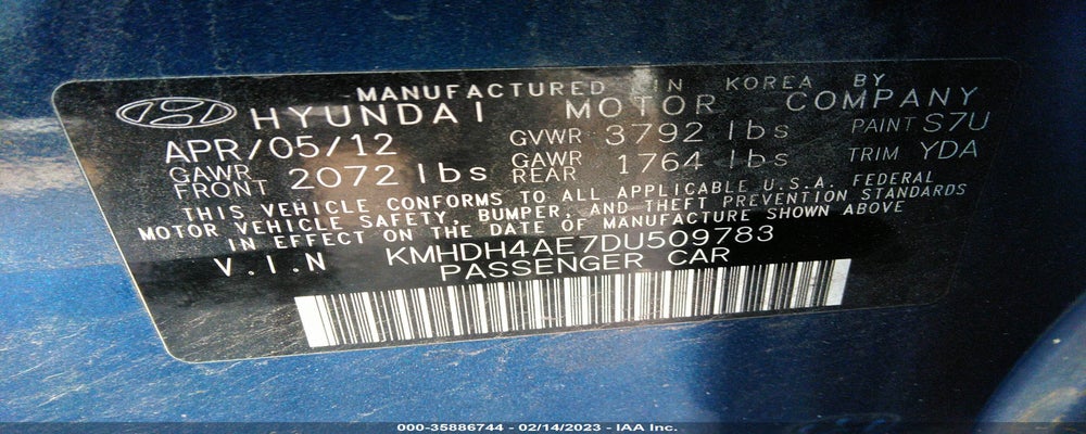 KMHDH4AE7DU509783 2013 HYUNDAI ELANTRA photo no. 9