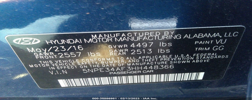 5NPE34AF3HH448366 2017 HYUNDAI SONATA photo no. 9