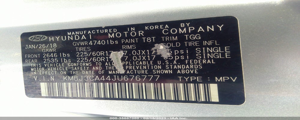 KM8J3CA44JU676777 2018 HYUNDAI TUCSON photo no. 9