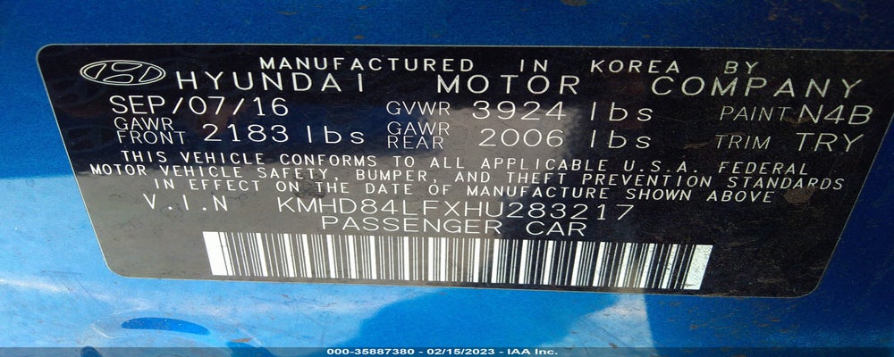 KMHD84LFXHU283217 2017 HYUNDAI ELANTRA photo no. 9
