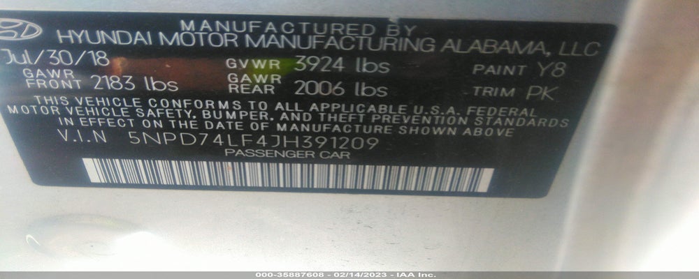 5NPD74LF4JH391209 2018 HYUNDAI ELANTRA photo no. 9