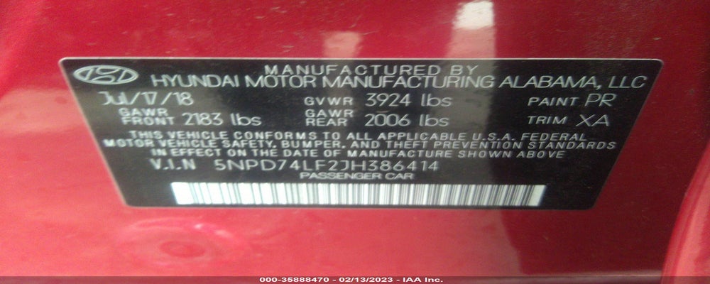 5NPD74LF2JH386414 2018 HYUNDAI ELANTRA photo no. 9
