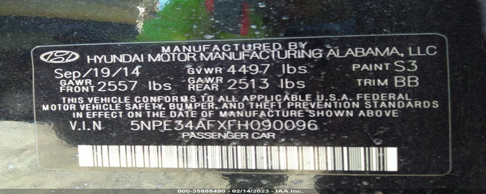 5NPE34AFXFH090096 2015 HYUNDAI SONATA photo no. 9