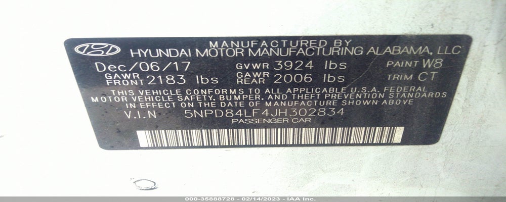 5NPD84LF4JH302834 2018 HYUNDAI ELANTRA photo no. 9