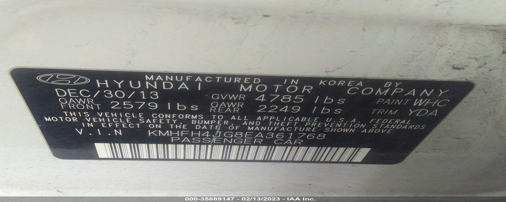 KMHFH4JG8EA361768 2014 HYUNDAI AZERA photo no. 9