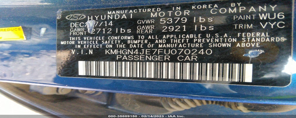 KMHGN4JE7FU070240 2015 HYUNDAI GENESIS photo no. 9