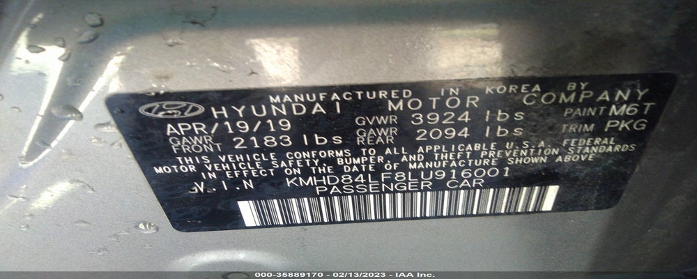 KMHD84LF8LU916001 2020 HYUNDAI ELANTRA photo no. 9