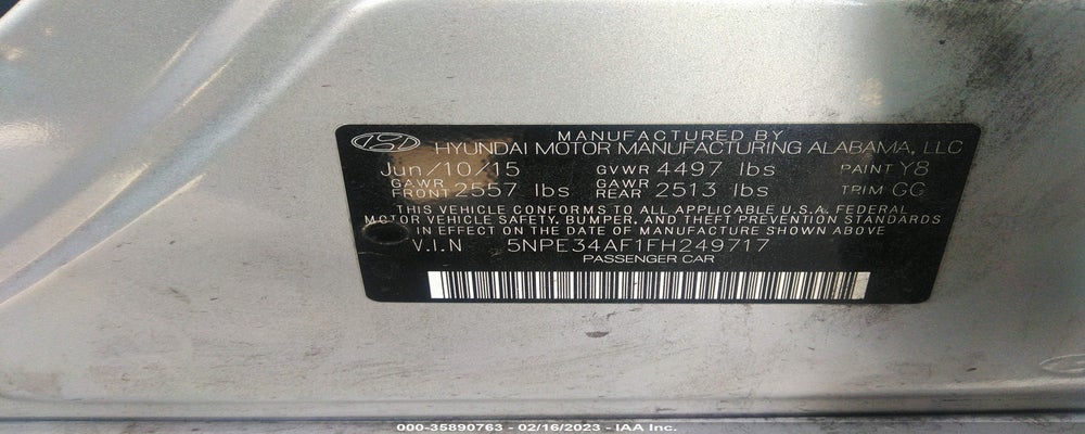 5NPE34AF1FH249717 2015 HYUNDAI SONATA photo no. 9