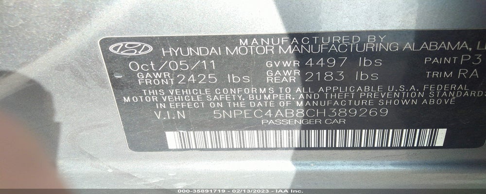 5NPEC4AB8CH389269 2012 HYUNDAI SONATA photo no. 9