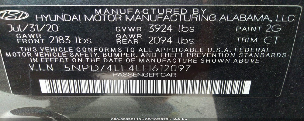 5NPD74LF4LH612097 2020 HYUNDAI ELANTRA photo no. 9