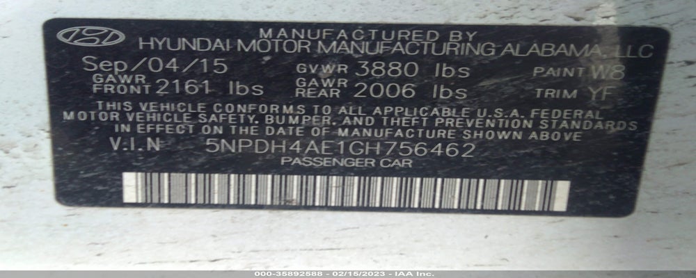 5NPDH4AE1GH756462 2016 HYUNDAI ELANTRA photo no. 9
