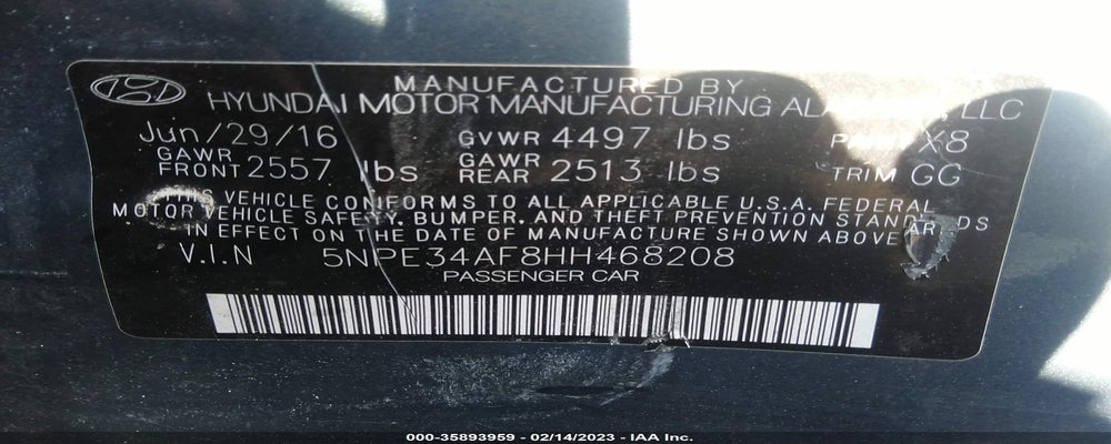 5NPE34AF8HH468208 2017 HYUNDAI SONATA photo no. 9
