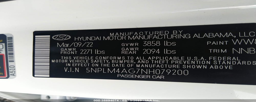 5NPLM4AG7NH079200 2022 HYUNDAI ELANTRA photo no. 9