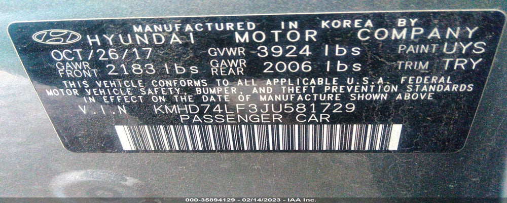 KMHD74LF3JU581729 2018 HYUNDAI ELANTRA photo no. 9