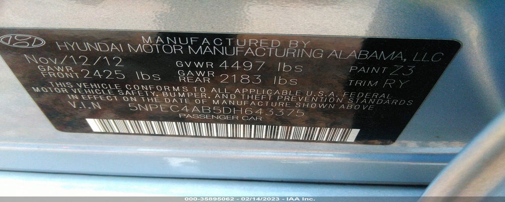 5NPEC4AB5DH643375 2013 HYUNDAI SONATA photo no. 9