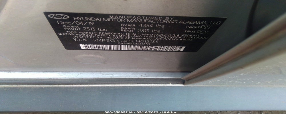 5NPEG4JA5LH012135 2020 HYUNDAI SONATA photo no. 9