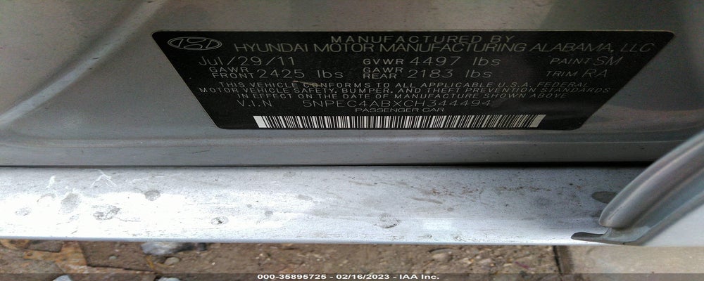 5NPEC4ABXCH344494 2012 HYUNDAI SONATA photo no. 9