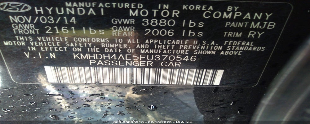 KMHDH4AE5FU370546 2015 HYUNDAI ELANTRA photo no. 9