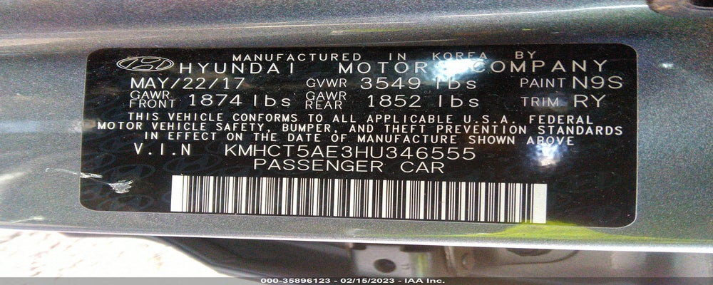 KMHCT5AE3HU346555 2017 HYUNDAI ACCENT photo no. 9