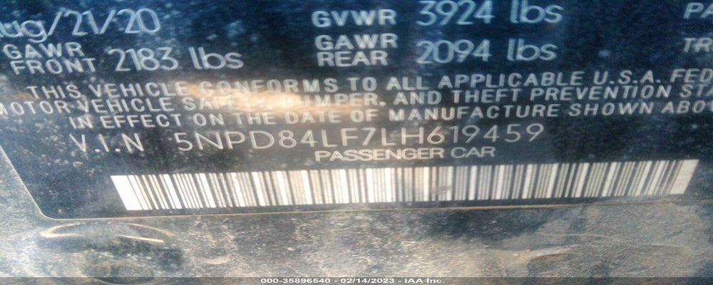 5NPD84LF7LH619459 2020 HYUNDAI ELANTRA photo no. 9