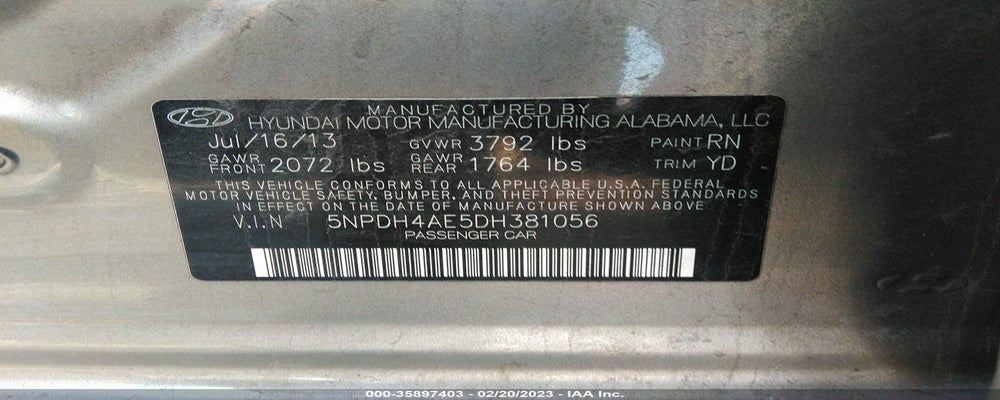 5NPDH4AE5DH381056 2013 HYUNDAI ELANTRA photo no. 9